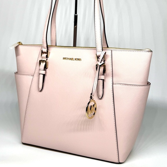 Michael Kors Charlotte Large Leather Top-Zip Tote Bag - Powder Blush - Picture 2 of 10